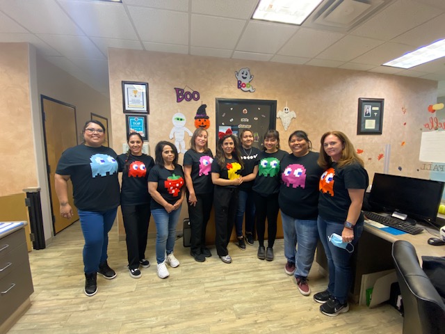 A family visiting Ronald I. Jones Pediatrics